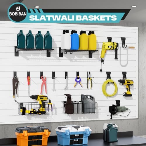 24Pcs Slatwall Accessories Set with Slatwall Baskets, Shelves, Hook - Image 6