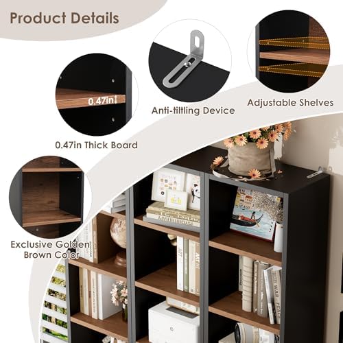 FOTOSOK 2 Pcs 71'' Tall Narrow Bookshelf, 8-Tier Media Tower Rack Set of 2 - Image 7