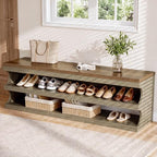 Tribesigns 55 Inch Entryway Bench with Shoe Storage, 3-Tier Shoe Rack Bench - Image 3