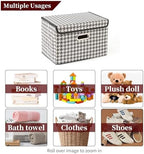 STOREONE Fabric Storage Cube Bins Foldable Organizer Container Collapsible Basket with Lids and Metal Handles, for Home, Bedroom, Closet 6 Pcs (Houndstooth) - Image 3