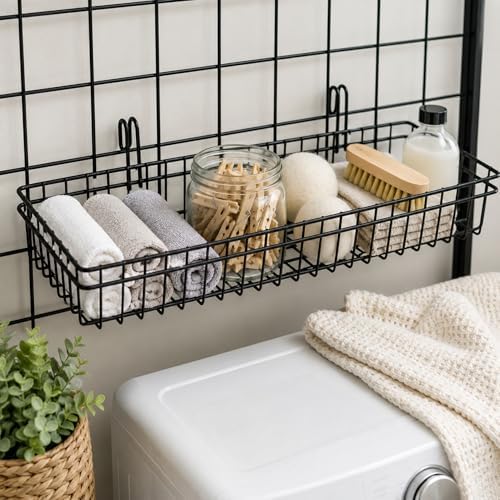 ANZOME Grid Wall Baskets, 4 Pack Black Wire Mesh with Hooks - Image 5