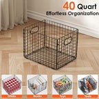 3-Pack Metal Milk Crate for Storage, Large 40qt Stackable Collapsible Storage Bins with Handle, Heavy Duty Storage Baskets for Shelves, Folding Basket Organizer for Car, Garage, Home, Camping, Office - Image 2