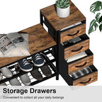 EXOTICA Industrial Shoe Storage Bench with 4 Drawers & Seat, Rustic Brown - Image 5