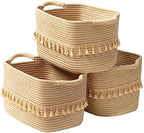 TeoKJ Storage Basket 3 Pack for Organizing, Rope Cotton Baskets for Toy, Clothes, Blankets, Decorative Basket for Living Room, Nursery, Bathroom, Jute by TeoKJ