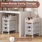 Hongtamoya Rolling Makeup Cart Organizer with 3 Drawers, Narrow Floor Skincare Organizers, Cosmetics Display Cases Vanity Organizer for Skin Care Nail Polish Perfume Makeup Brush, White - Image 3