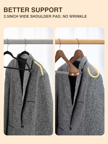 SMARTOR Wooden Suit Hangers for Men 8 Pack, Wide Shoulder Wood Suit Hangers with Non Slip Pant Bar, Wide Hanger for Suits, Coats, Jackets, Walnut - Image 6