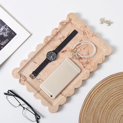 Scalloped Natural Marble Tray - Decorative Stone Tray for Bathroom & Vanity - Image 6