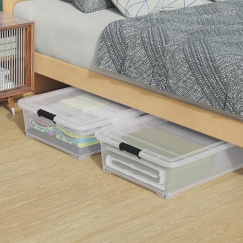 50 Quart Clear Plastic Underbed Storage Bin with Wheels, 3 Pack - Image 5