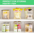 6 Pack Clear Plastic Storage Bins, 11" Large Pantry Organizer Bins with Handles, Plastic Containers for Refrigerator,BPA-Free Perfect for Kitchen,Fridge,Cabinet,Pantry(Cream) - Image 5