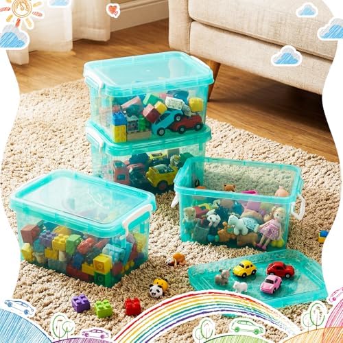 Wenqik 6 Pack Colorful Plastic Storage Bins with Lids, Teal - Image 6