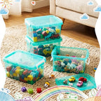 Wenqik 6 Pack Colorful Plastic Storage Bins with Lids, Teal - Image 6