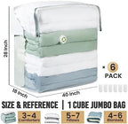 TAILI 6 Pack Vacuum Storage Bags, Extra Large Cube (40x28x18x18 inch),Cream - Image 2