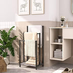 HOOBRO Free Standing Towel Rack, 3 Tier Blanket Rack, Blanket Holder for Bathroom, 16.9" L x 11" W x 31.9" H, Industrial Metal Drying and Display Rack with Shelf, Greige and Black BG03LB01 - Image 3