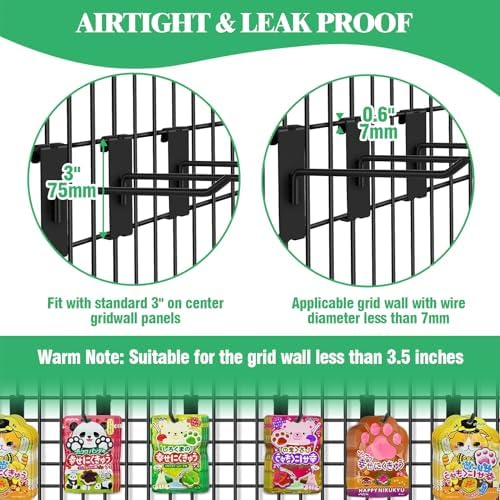 40Pcs 4" 6" 8" 10" Gridwall Display Hooks Assortment Set, Black Metal Grid Wall Panel Hanging Display Hook for Garage Shop Retail Storage, Wire Diameter 5mm/ 0.2” - Image 6