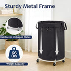 150L Large Capacity Rolling Laundry Basket Hamper with Wheels, Clothes hamper and Removable Bag for Home, Laundry Room, Bedroom, Bathroom, Apartment, Dorm - Image 4