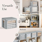 Yecaye Stackable Clothes Storage Bins with Lid, Grey, 40L, 6 Pack - Image 6
