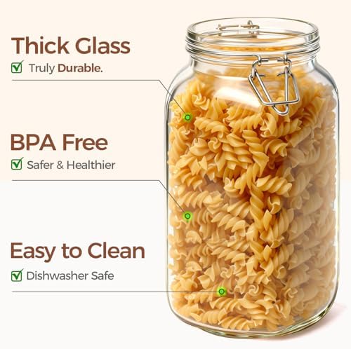 ComSaf Large Square Glass Jars with Airtight Lids 78 oz 3 Pack Wide Mouth - Image 5