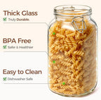 ComSaf Large Square Glass Jars with Airtight Lids 78 oz 3 Pack Wide Mouth - Image 5