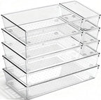8 Pack Large Clear Plastic Drawer Organizer Trays, 3 Sizes, Non-Slip by CHOWAY