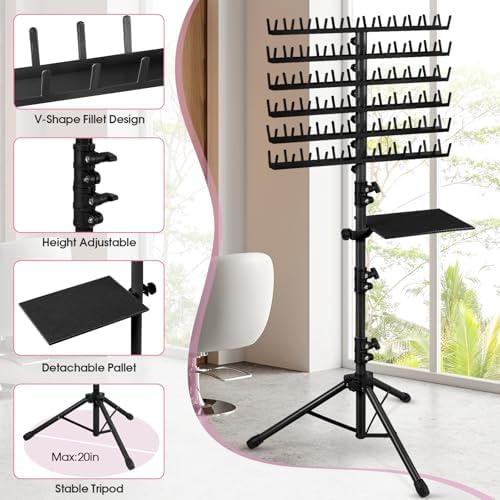 Klvied Braiding Hair Rack, 144 Pegs, 48.2-62.9in, Black - Image 3
