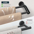 FORIOUS Double Towel Bar 24", Bathroom Towel Holder Rod Wall Mounted Black - Image 3