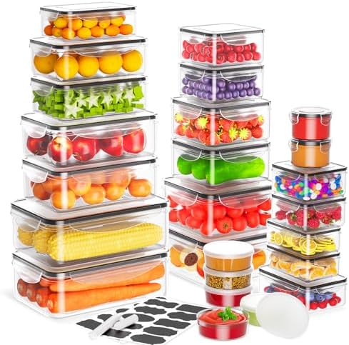 50 PCS Food Storage Containers with Lids Airtight (25 Lids & 25 Containers) by JSCARES