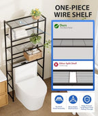 4-Tier Over The Toilet Storage Rack, Bathroom Organizer with One-Piece Metal Mesh Shelves, Over Toilet Shelf with Adjustable Feet & Anti-Tip Kit, Space-Saving Bathroom Storage, Black - Image 4