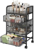 Hongtamoya Makeup Cart Organizer with 4 Drawers, Vanity Storage Organizer, Large Floor Skincare Organizers Cosmetics Display Cases for Skin Care Perfume Nail Polish, Black by Hongtamoya