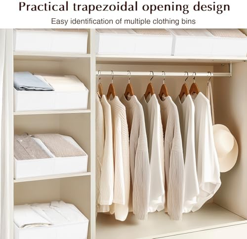 Homsorout Closet Organizers and Storage Bins - 6 Pack Collapsible Divided Trapezoidal Cube Storage Bins Baskets with Orange Handle for Organizing Clothes Blankets, Toys, Books, Towels(White) - Image 6