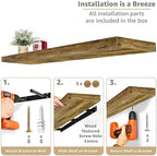 Sorbus Floating Shelves for Wall Storage (48 Inch, 2 Pack, Rustic Brown) - Image 4