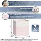 NaturalCozy Storage Cubes 11 Inch Cotton Rope Woven Baskets for Organizing, 3-Pack | Cube Storage Bin | Square Storage Baskets for Shelves Organizer, Classroom, Kids Toy Bins, Closet, Baby Nursery - Image 2