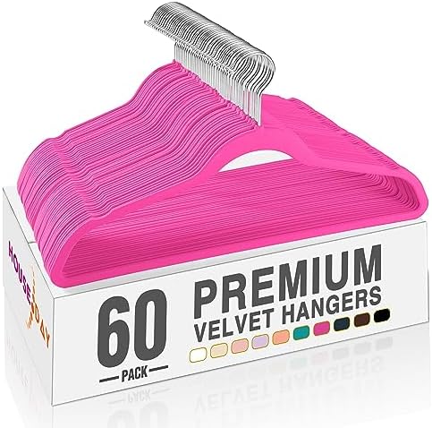 HOUSE DAY Rosy Red Velvet Hangers 60 Pack, Premium Non Slip Clothes Hanger by HOUSEDAY