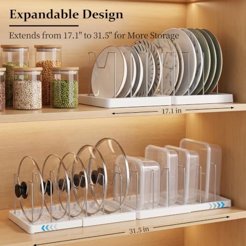 2 Pack Expandable Pots and Pans Organizer Under Cabinet, Foldable Kitchen Cabinet Organizer with 12 Adjustable Dividers, 31" Cookware Rack for Pots, Pans, Pot Lids, Cutting Boards & Bakeware - Image 2