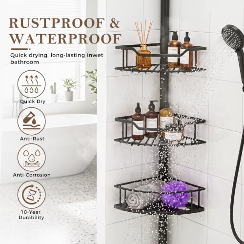 Corner Shower Caddy Tension Pole, Bathroom Organizer for Renters - Image 2