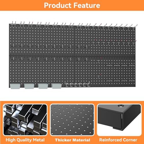 WALMANN Metal Pegboard Kit with Accessories, 24x48 in Garage Tool Pegboards - Image 5