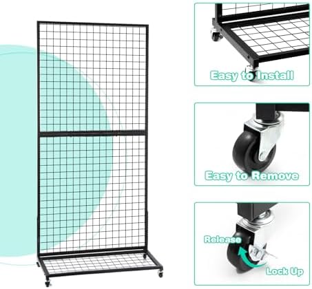 NectaCol Grid Wall Panels, 2 Packs 3'x 6' Gridwall Display Stand with a Base Plate, Black Wire Grid Wall Display Rack, Craft Show Display Grid,Retail Display Stand - Image 4
