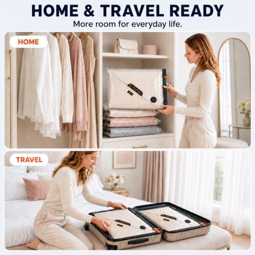 15 Pack Vacuum Storage Bags with Rechargeable Electric Pump, 3 Sizes - Image 4