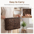 StorageWorks Wicker Bathroom Toilet Paper Storage Holder with Lid, Brown - Image 3