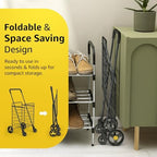 Our Modern Space Shopping Cart & 360° Swivel Wheels | Foldable Collapsible & Lightweight | Perfect for Groceries Laundry Utility Cart - Black - Image 6