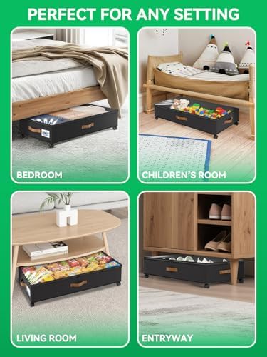 Under Bed Storage with Wheels 2 Pack, UnderBed Storage Clother Organizer - Image 6