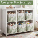 Sage Green Floral Cube Storage Bin Set of 6 Cube Storage Basket, 11.22 Inch - Image 4