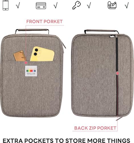 JAKAGO 274 Slots Colored Pencil Case Large Capacity Pen Holder for Artist Painter Zipper Organizer Bag for Marker Highlighter Storage Case for Office Sketch Travel Supplies(Gray) - Image 4