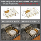 MAJALiS Gold Expandable Dish Drying Rack Over Sink with Anti-Slip Grip - Image 3