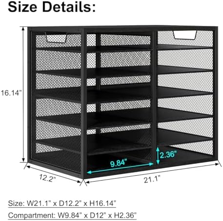PAG Mass Mail Holder, Adjustable Countertop Literature Organizer, Student Mailbox, Desktop Bill Paper Organizer, 12 Compartments, Black - Image 6