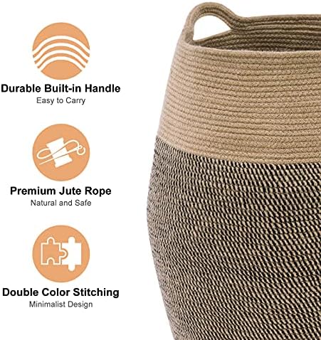 Extra Large Cotton Rope Laundry Hamper Basket, 105L Blanket Basket - Image 3