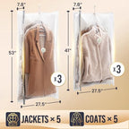 TAILI Hanging Vacuum Storage Bags for Clothes Space Saver 6 Combo Cream - Image 2