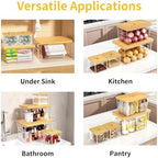 FELIZHOUSE 4 Pack Trash Bag Holder with Bamboo Lid, Stackable Garbage Bag Dispenser Under Sink, Storage Organizer for Kitchen, Laundry, Pantry (S+S+M+L) - Image 7