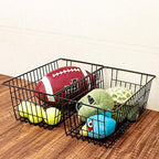 Slideep Farmhouse Metal Wire Basket, Fridge Freezer Storage Organizer Bins with Handles for Kitchen Cabinets, Pantry, Closets, Bedrooms, Bathrooms, Black 3 Pack - Image 6