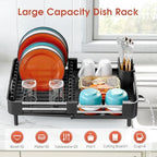 TOOLF Expandable Dish Drying Rack for Kitchen Counter, Standard, Black - Image 4