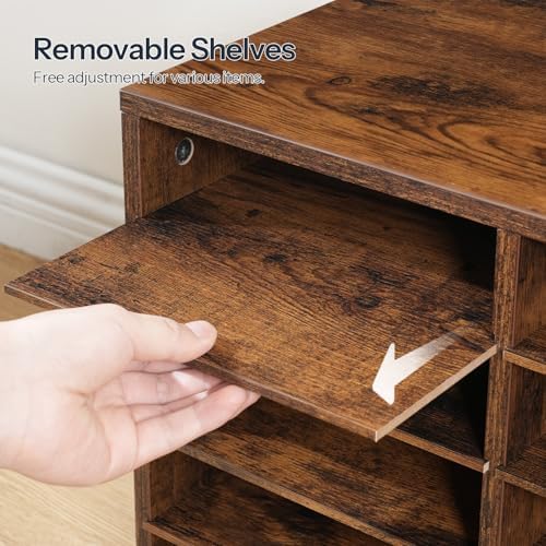 HOOBRO Literature Organizer, 36Compartments Wooden Mail Organizer, Countertop Literature Sorter with Adjustable Shelves for Home, Office, School, Student Mailbox for Classroom, Rustic Brown FG123WF01 - Image 6